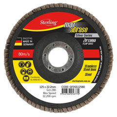 Flap Disc 125mm Z120 Grit Zirconia Alpha Carded (Pk 1)