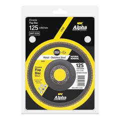 Flap Disc 125mm Z120 Grit Zirconia Alpha Carded (Pk 1)