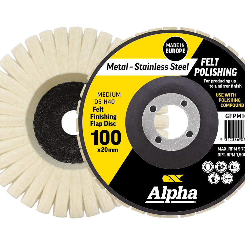 Felt Polishing Flap Disc 100mm Medium D5-H40 Carded (Pk 1)