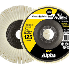 Felt Polishing Flap Disc 125mm Medium D5-H40 Carded (Pk 1)