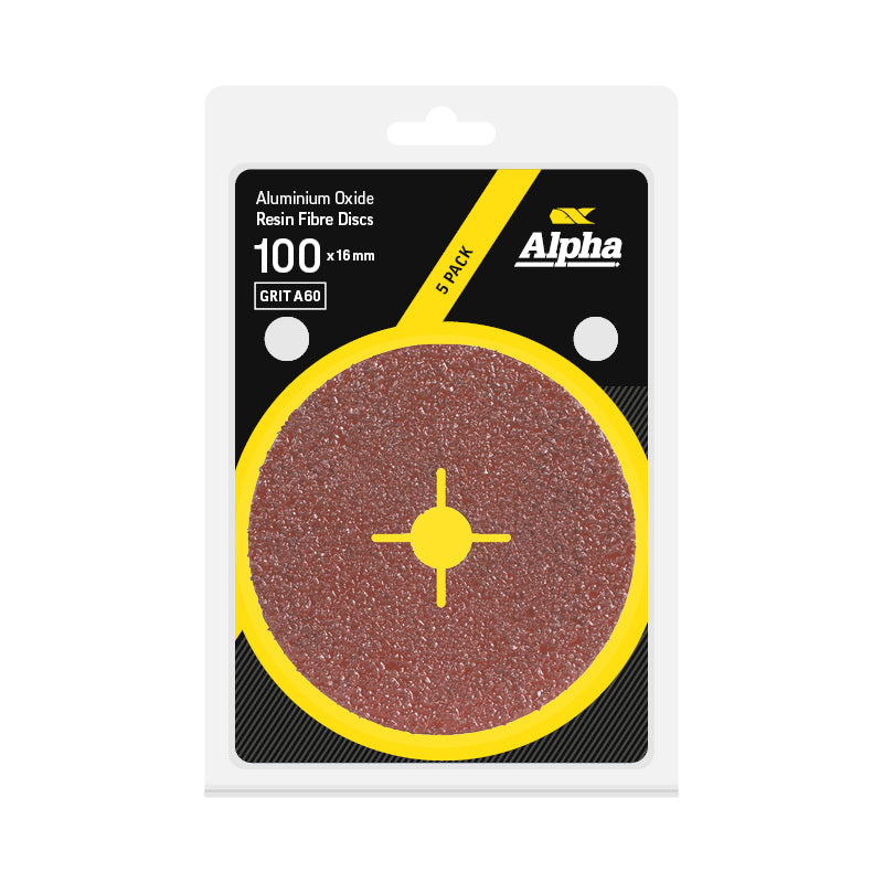 Resin Fibre Disc 100mm A60 Grit AlOx Carded (Pk 5)