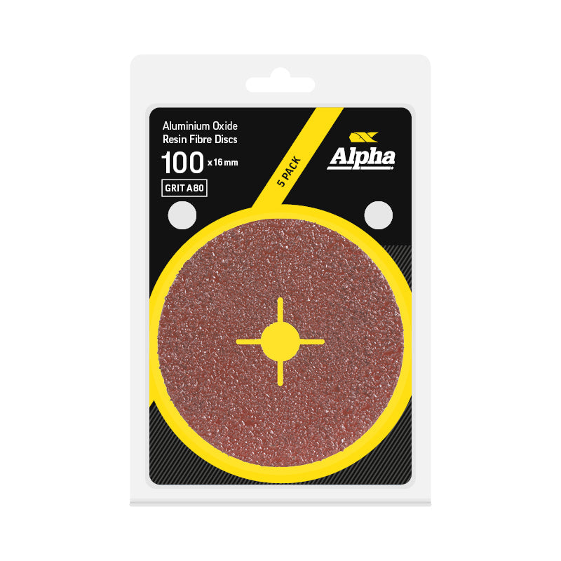 Resin Fibre Disc 100mm A80 Grit AlOx Carded (Pk 5)