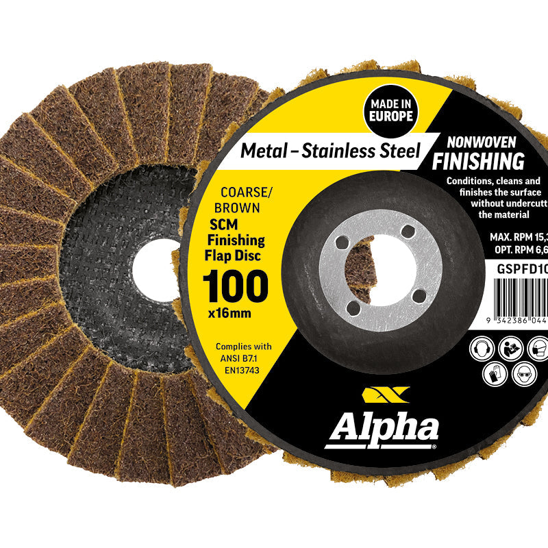 Flap Disc Surface Finishing 100mm Coarse / Brown SCM Carded (Pk 1)