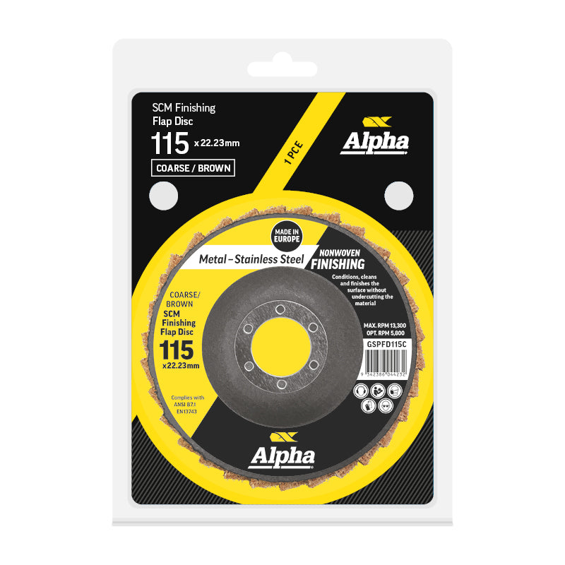 Flap Disc Surface Finishing 115mm Coarse / Brown SCM Carded (Pk 1)