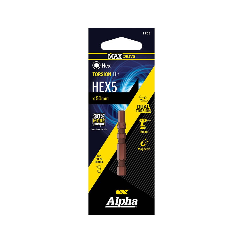 Alpha - 50mm Maxdrive Torsion Driver Bit Carded