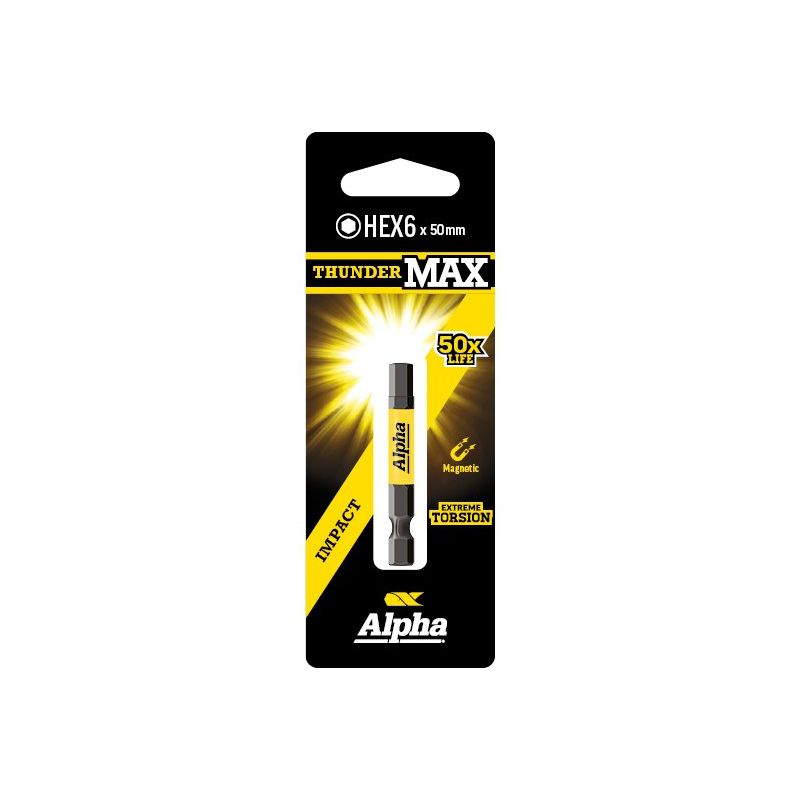 ThunderMax HEX6 x 50mm Impact Power Bit Carded