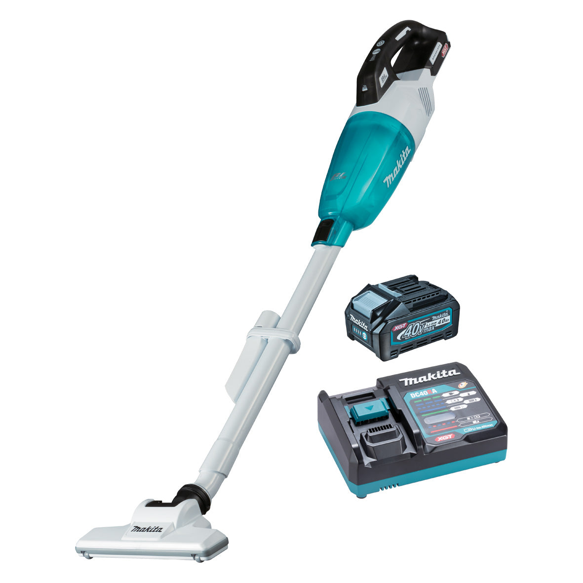Makita Tools - 40V Max Brushless Stick Vacuum Kit - Includes 1 x 4.0Ah Battery & Single Port Rapid Charger | CL001GM101