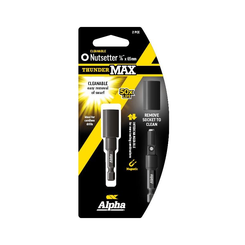ThunderMax 3/8in x 65mm Impact Magnetic Nutsetter 2 Piece Cleanable Carded