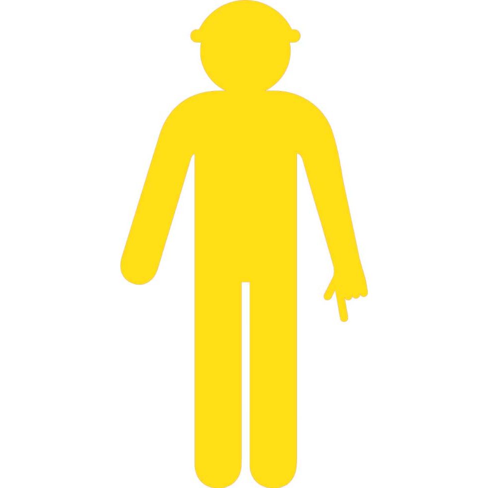 Uniform Safety Signs - 1500x760mm - Corflute - Yellow Cut Out Safety Construction Worker [Arms Down - Finger Pointing] [FREIGHT CHARGES APPLY] | COM002
