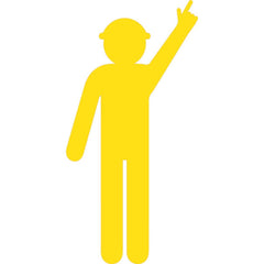Uniform Safety Signs - 1800x900mm - Corflute - Yellow Cut Out Safety Construction Worker [Arm Up - Finger Pointing] [FREIGHT CHARGES APPLY] | COM003