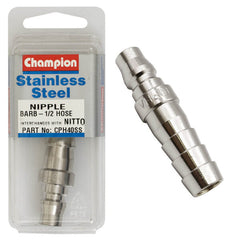 Champion - AIR FITTING-FEMALE-STAINLESS STEEL-NIPPLES-1/2"-304/A2 | CPH40SS