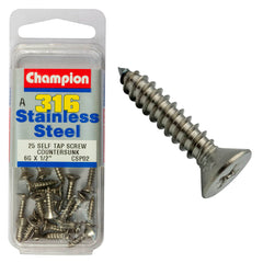 Champion - SELF TAPP SCREWS-CSK-PHILLIPS-STAINLESS STEEL-3.5x13mm-316/A4 | CSP02