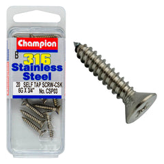 Champion - SELF TAPPING SCREWS - COUNTERSUNK - PHILLIPS - 3.5x19mm | CSP03