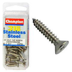 Champion - SELF TAPP SCREWS-CSK-PHILLIPS-STAINLESS STEEL-4.2x19mm-316/A4 | CSP05