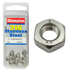 Champion - HEX PLAIN NUTS-STAINLESS STEEL-M4x0.7mm-316/A4 | CSP108