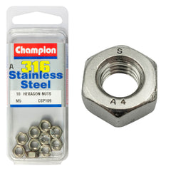 Champion - HEX PLAIN NUTS-STAINLESS STEEL-M5x0.8mm-316/A4 | CSP109