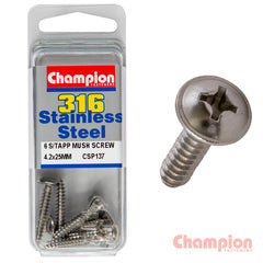 Champion - 4.2mm x 25mm Mushroom Head Self-Tapping Screws | CSP137