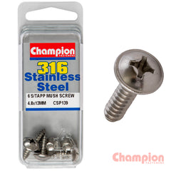 Champion - 4.8mm x 13mm Mushroom Head Self-Tapping Screws | CSP139
