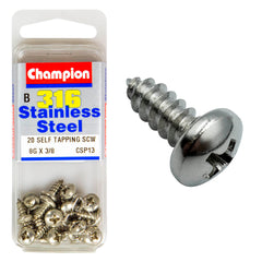 Champion - SELF TAPP SCREWS-PAN-PHILLIPS-STAINLESS STEEL-4.2x10mm-316/A4 | CSP13
