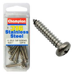 Champion - SELF TAPP SCREWS-PAN-PHILLIPS-STAINLESS STEEL-4.2x25mm-316/A4 | CSP16