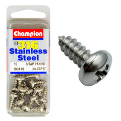 Champion - SELF TAPP SCREWS-PAN-PHILLIPS-STAINLESS STEEL-4.8x13mm-316/A4 | CSP17