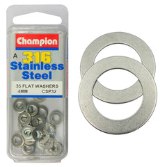 Champion - WASHERS-FLAT-STAINLESS STEEL-4mm-316/A4 | CSP32