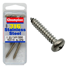 Champion - SELF TAPP SCREWS-PAN-PHILLIPS-STAINLESS STEEL-4.8x32mm-316/A4 | CSP94