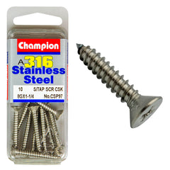 Champion - SELF TAPP SCREWS-CSK-PHILLIPS-STAINLESS STEEL-4.2x32mm-316/A4 | CSP97