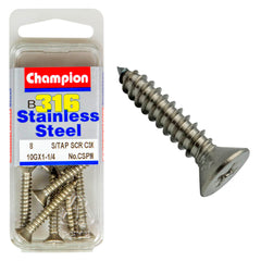 Champion - SELF TAPP SCREWS-CSK-PHILLIPS-STAINLESS STEEL-4.8x32mm-316/A4 | CSP98
