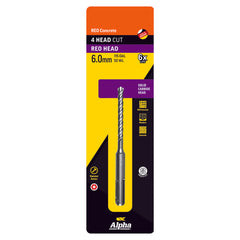 6.0 x 115mm Reo Head SDS Plus 4 Cutter Masonry Drill Carded