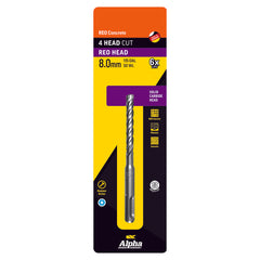 8.0 x 115mm Reo Head SDS Plus 4 Cutter Masonry Drill Carded