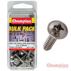 Champion - 4.2MM X 25MM STAINLESS MUSHROOM HEAD SELF-TAPPING SCREWS | CST407