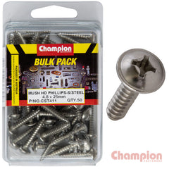 Champion - 4.8MM X 25MM STAINLESS MUSHROOM HEAD SELF-TAPPING SCREWS | CST411