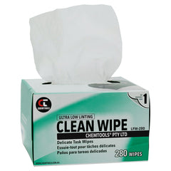 Chemtools - Wipes, Low Linting, 200mm x 110mm, Carton of 30 Boxes (280 Sheets per Box) | CT-LFW-280-30
