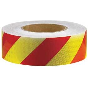 Uniform Safety Signs - 50mm x 45.7mtr - Class 1 Reflective Tape - Red/Yellow | CT5RY