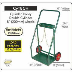 Weldtronic - Cylinder Trolley Double (Max 240mm) E, With Tray | CYT8CH