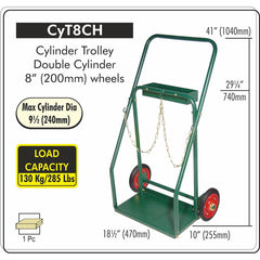Weldtronic - Cylinder Trolley Double (Max 240mm) E, With Tray | CYT8CH