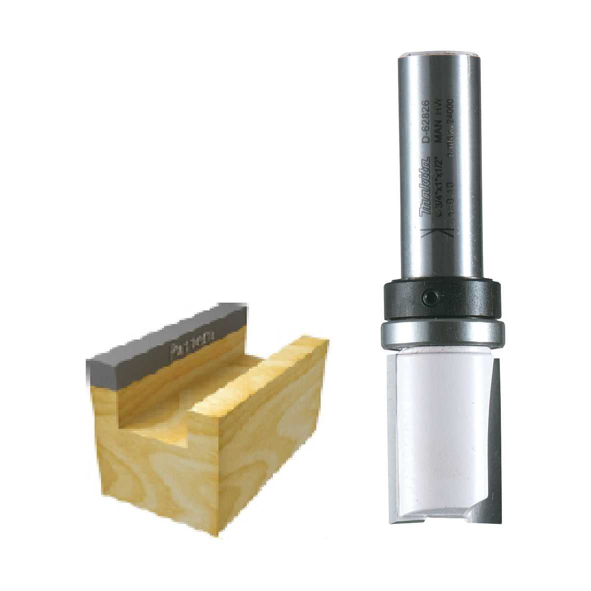 Makita Router / Trimmer 1/4" 6.35mm Panel Pilot Tct Bit Single Flute / 58mm O/Len 19mm W/Len - 1/4" Shaft | SKU D-01987