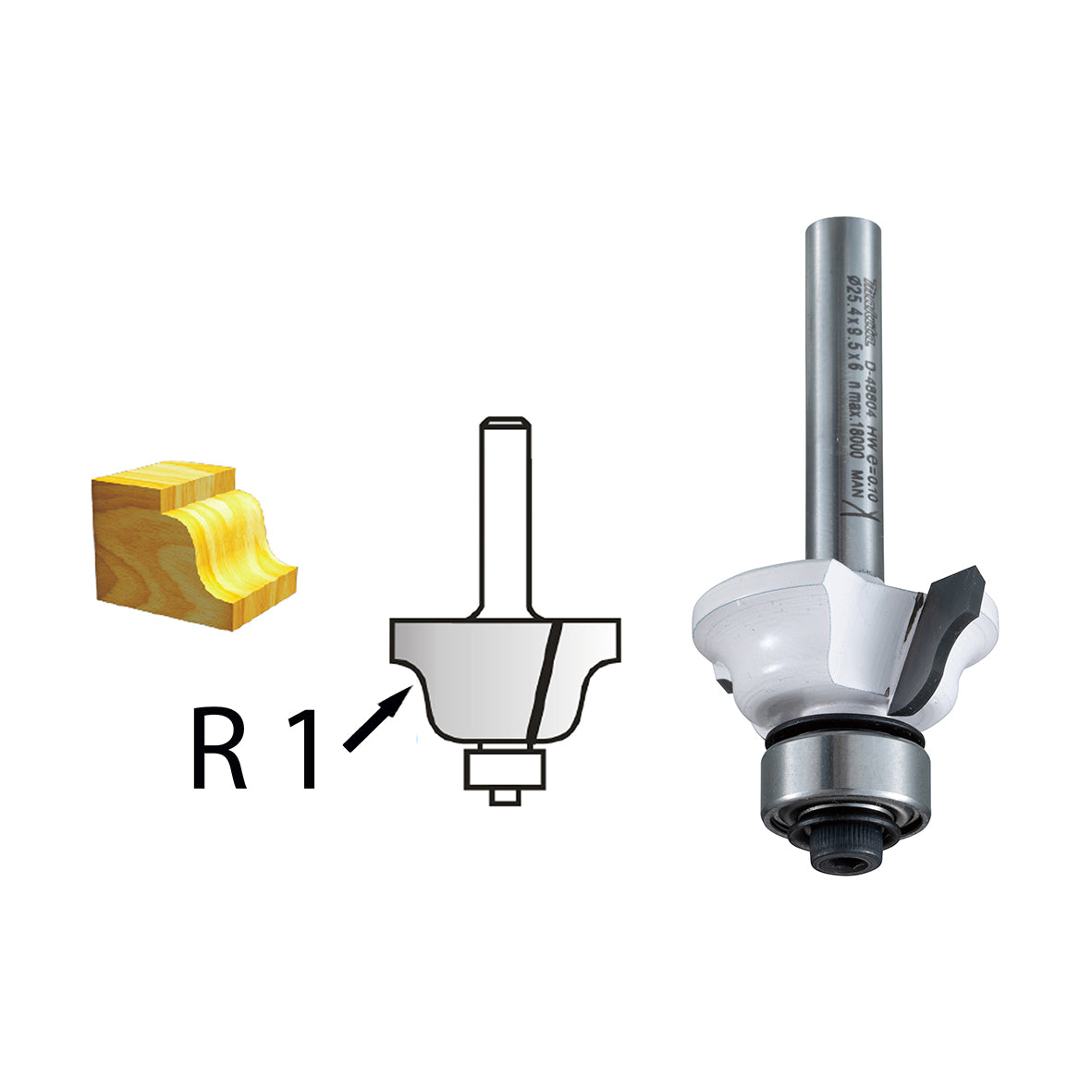 Makita Router / Trimmer 45°Chamfering Tct Bit / 51mm O/Len 12.7mm W/Len - 1/2"Shaft  | SKU  D-02484