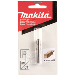 Makita - 1/4" 6.35mm FLUSH TRim TCT Bit / 3 Flute / 38mm O/LEN 6.35mm W/LEN - 1/4" Shaft | D-03056