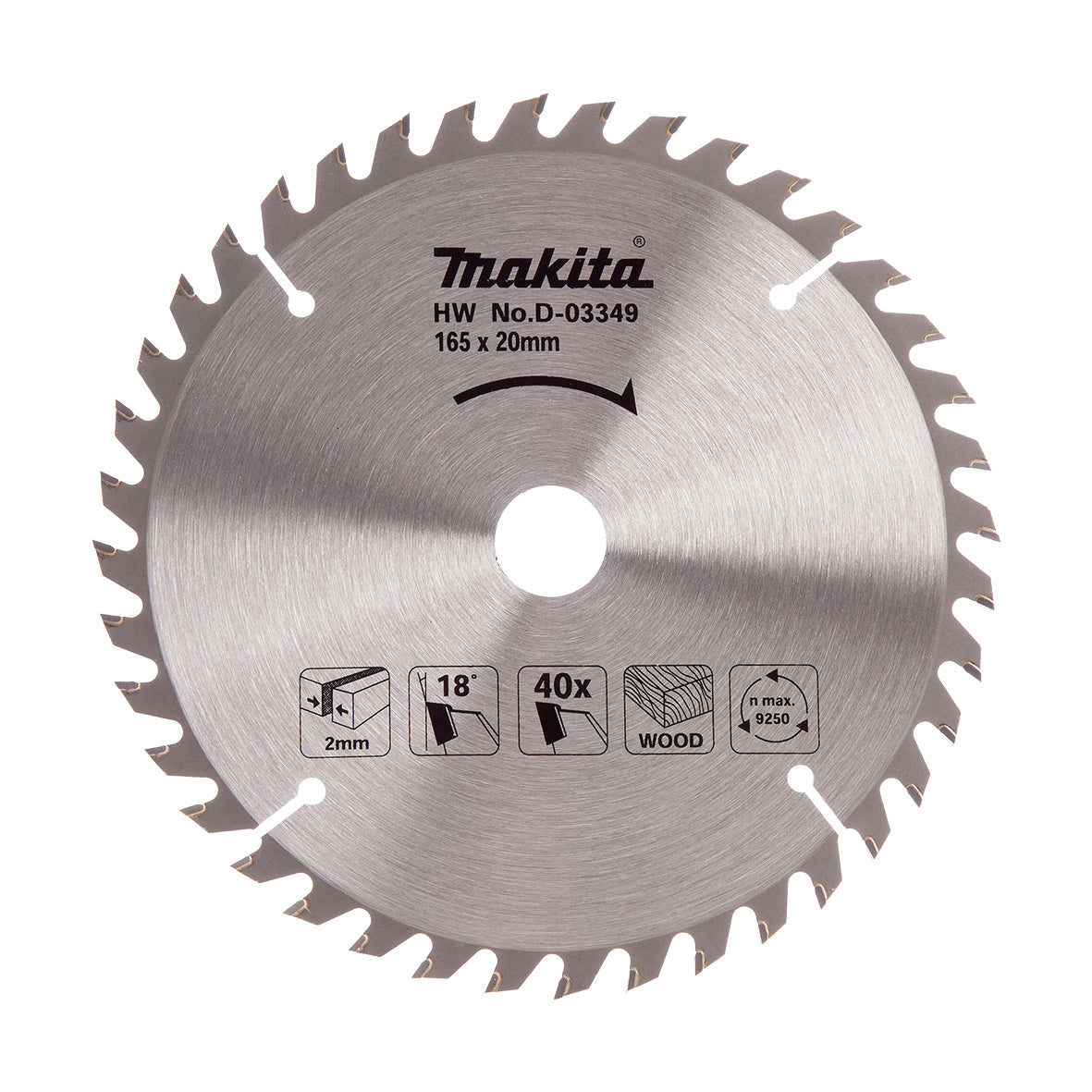 Makita - Standard TCT Saw Blade 165mm x 20mm x 40T | D-03349