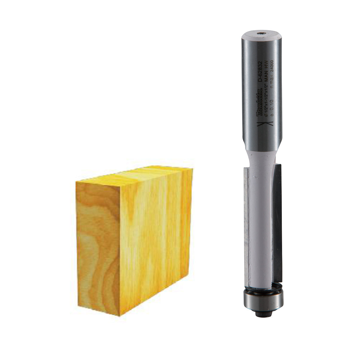 Makita Router / Trimmer 9.5mm Flush Trim Tct Bit / 2 Flute / 68.4mm O/Len 25.4mm W/Len - 1/4"Shaft | SKU D-04313