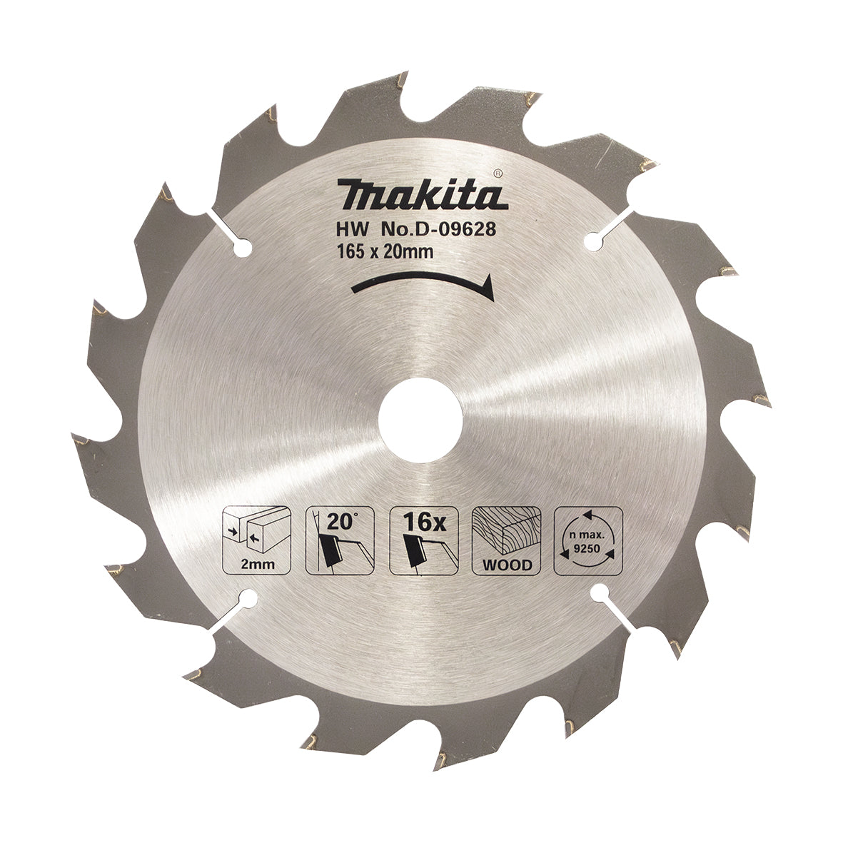 Makita - Standard TCT Saw Blade 165mm x 20mm x 16T | D-09628