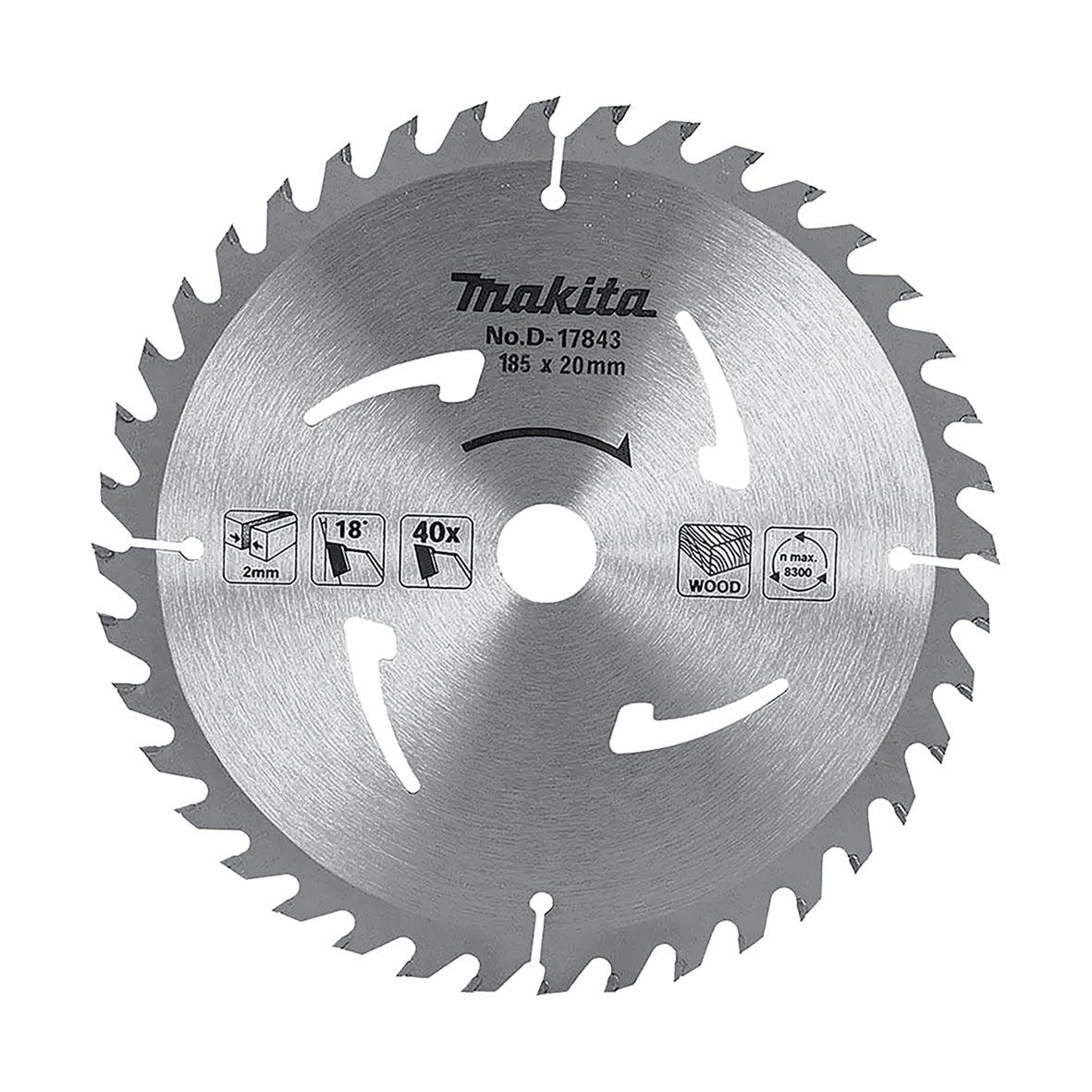 Makita - Standard TCT Saw Blade 185mm x 20mm x 40T | D-17843
