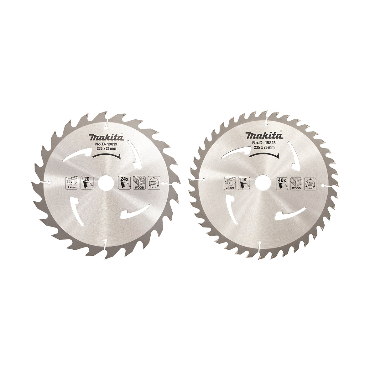 Makita - Standard TCT Saw Blade 235mm x 25mm x 24T & 40T - TWIN Pack | D-21319