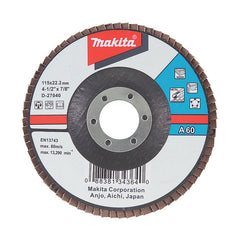 Makita Grinding & Cutting 115mm Flap Disc 60# Grit - Aluminium Oxide - Angled  | SKU  D-27040