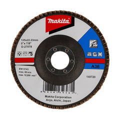 Makita Grinding & Cutting 125mm Flap Disc 36# Grit - Aluminium Oxide - Angled  | SKU  D-27078