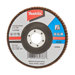 Makita Grinding & Cutting 125mm Flap Disc 40# Grit - Aluminium Oxide - Angled | SKU D-27084