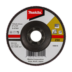 Makita Grinding & Cutting 125mm Flap Disc 80# Grit - Zirconia Alumina - Angled | SKU D-27501