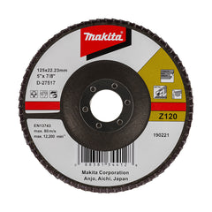 Makita Grinding & Cutting 125mm Flap Disc 120# Grit - Zirconia Alumina - Angled | SKU D-27517